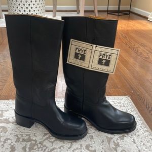 Black Frye Campus 14L boots, never worn, size 8.5, NWT and box